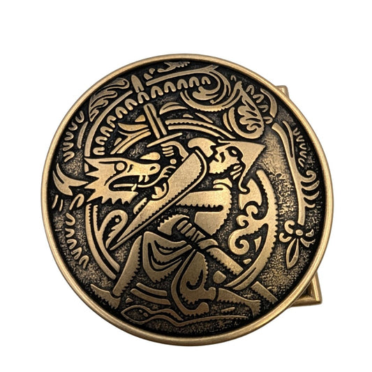 Сігурд та Фафнір кругла пряжка з бронзи
