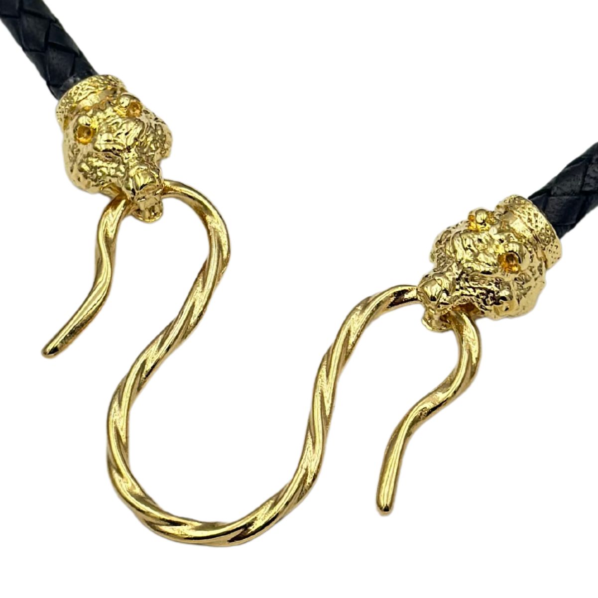 Шкіряне намисто «Ведмідь» з застібками 45 см Позолота