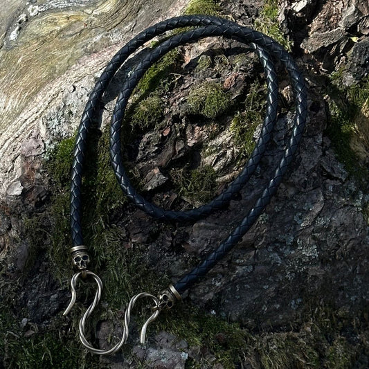 Шкіряне намисто Череп з застібками