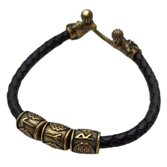Шкіряний браслет Тюр з вовками