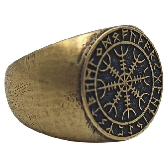 Перстень з рунами та символом Шолом жаху
