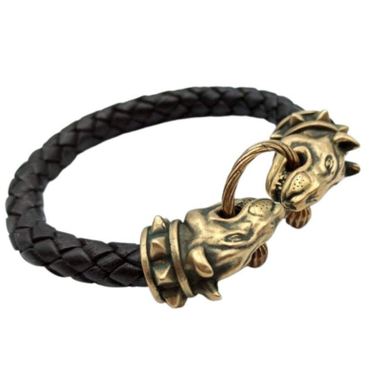 Шкіряний браслет з головою бультер'єра