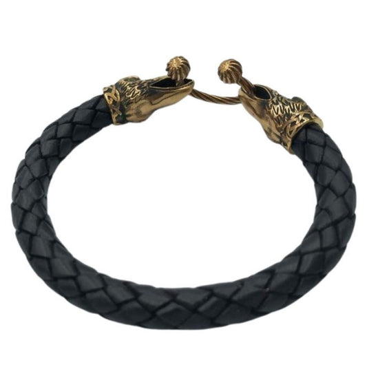 Скандинавський шкіряний браслет з вороном