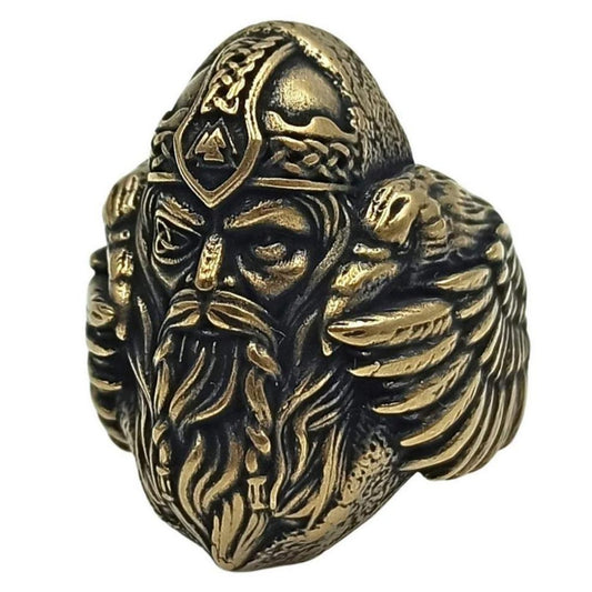 Одін з воронами перстень 16 мм Бронза