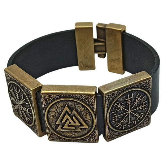 Шкіряний браслет з рунами вікінгів