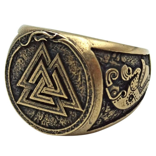 Перстень з воронами вікінгів та символом Валькнут