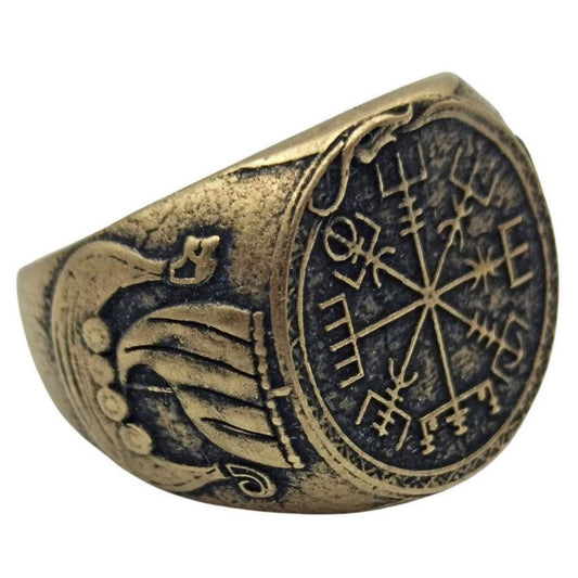 Перстень з Компасом вікінгів та Драккаром