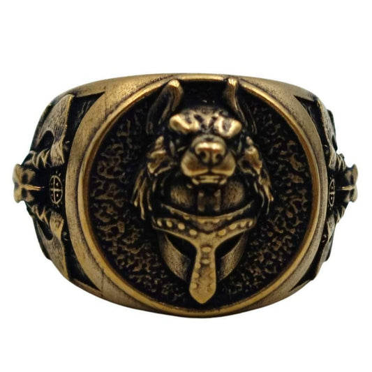 Перстень Шолом воїна-вікінга з головою вовка