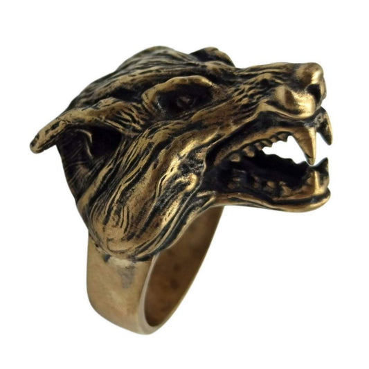 Каблучка з вовком Фенріром 16 мм Бронза