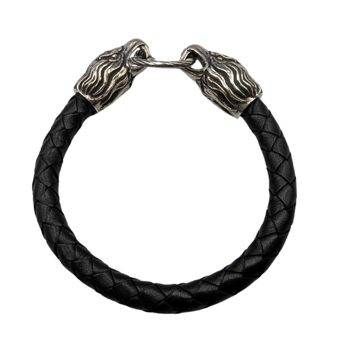 Шкіряний браслет з головами орлів