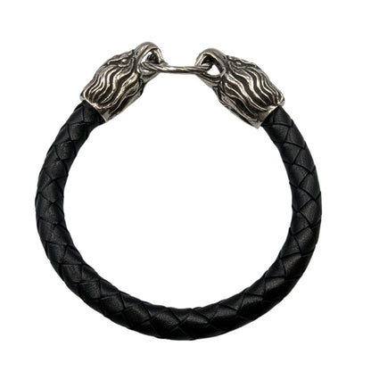 Шкіряний браслет з головами орлів