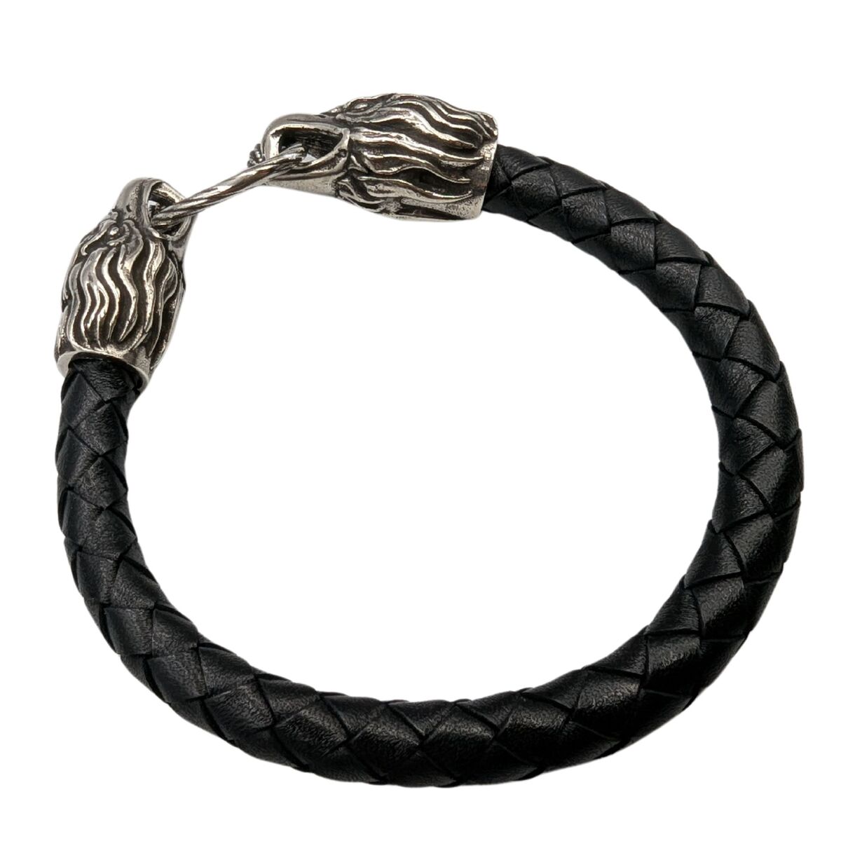Шкіряний браслет з головами орлів