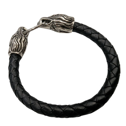 Шкіряний браслет з головами орлів