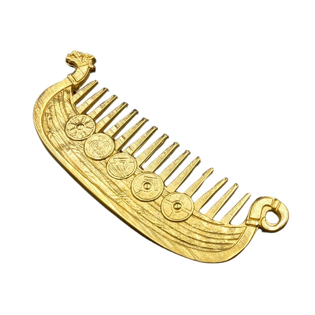 Гребінець вікінга для бороди Драккар Позолота