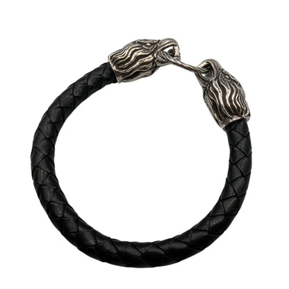 Шкіряний браслет з головами орлів