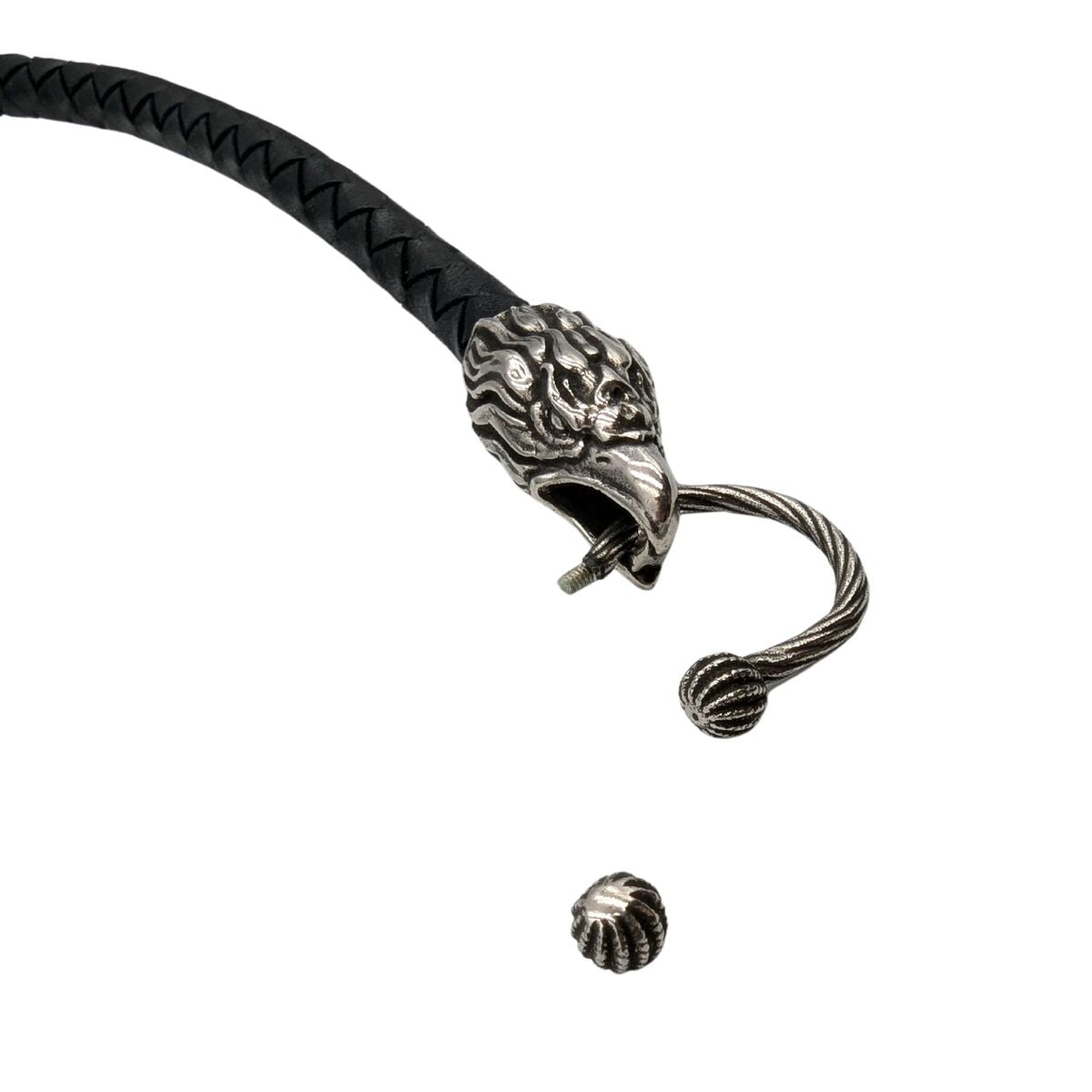 Шкіряний браслет з головами орлів