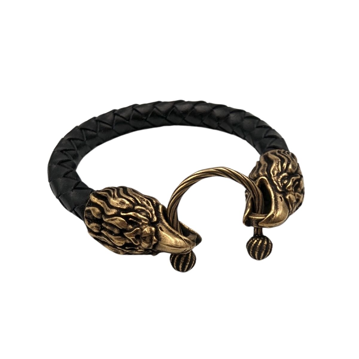 Шкіряний браслет з головами орлів