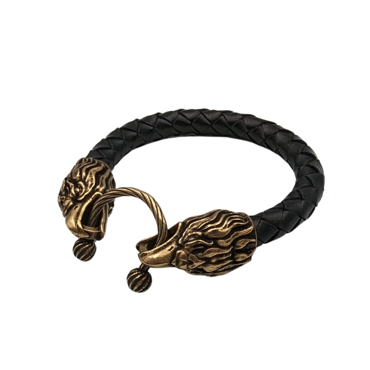 Шкіряний браслет з головами орлів
