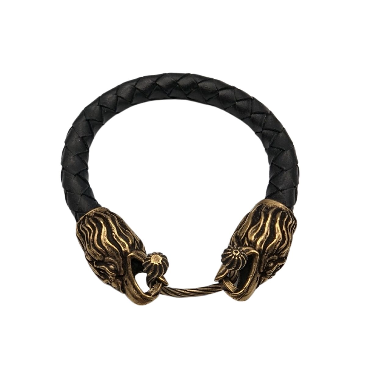 Шкіряний браслет з головами орлів