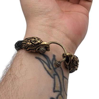 Шкіряний браслет з головами орлів