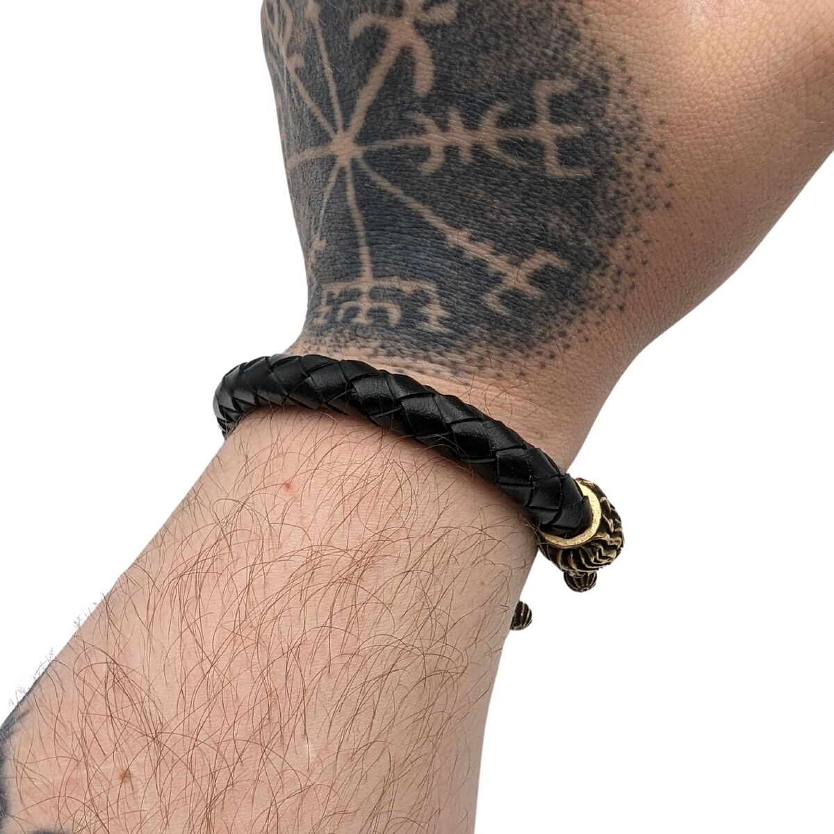 Шкіряний браслет з головами орлів