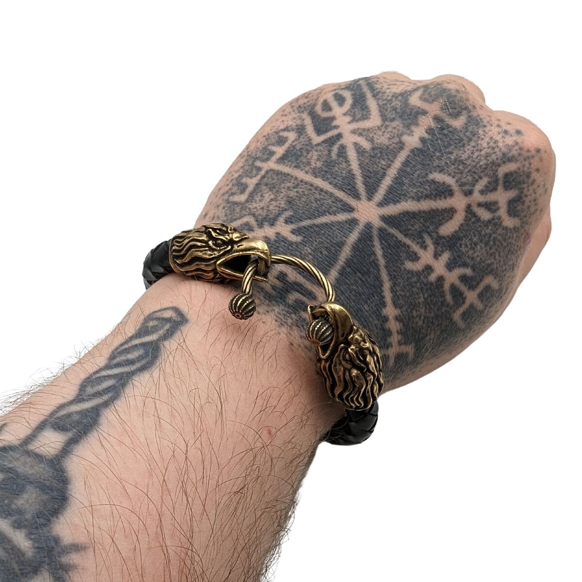 Шкіряний браслет з головами орлів