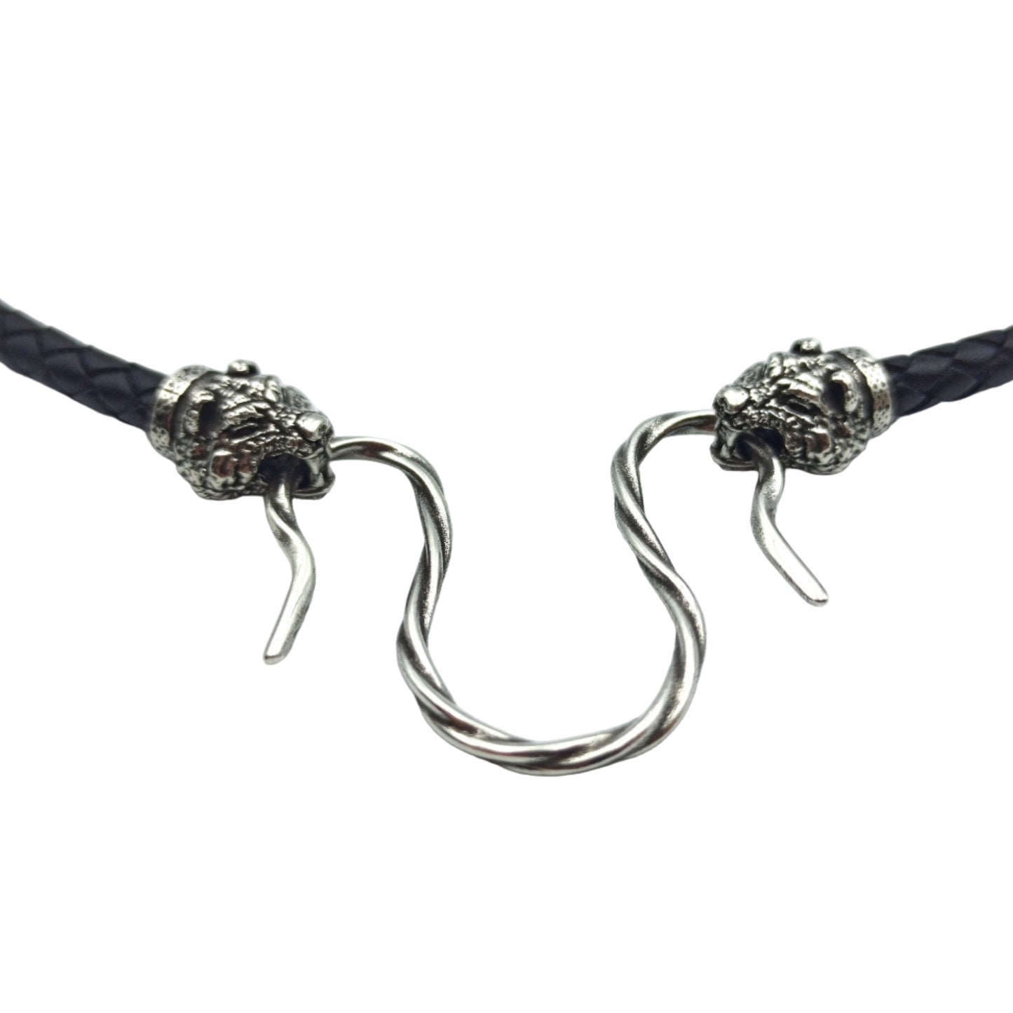 Шкіряне намисто «Ведмідь» з застібками 45 см Срібло 925