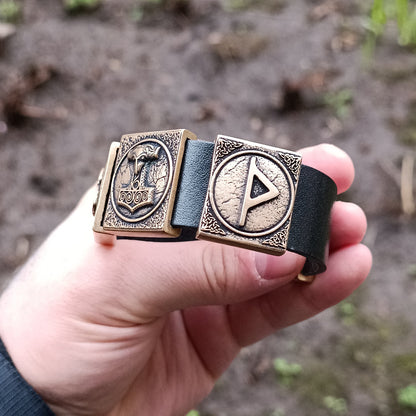 Шкіряний браслет Мйольнір