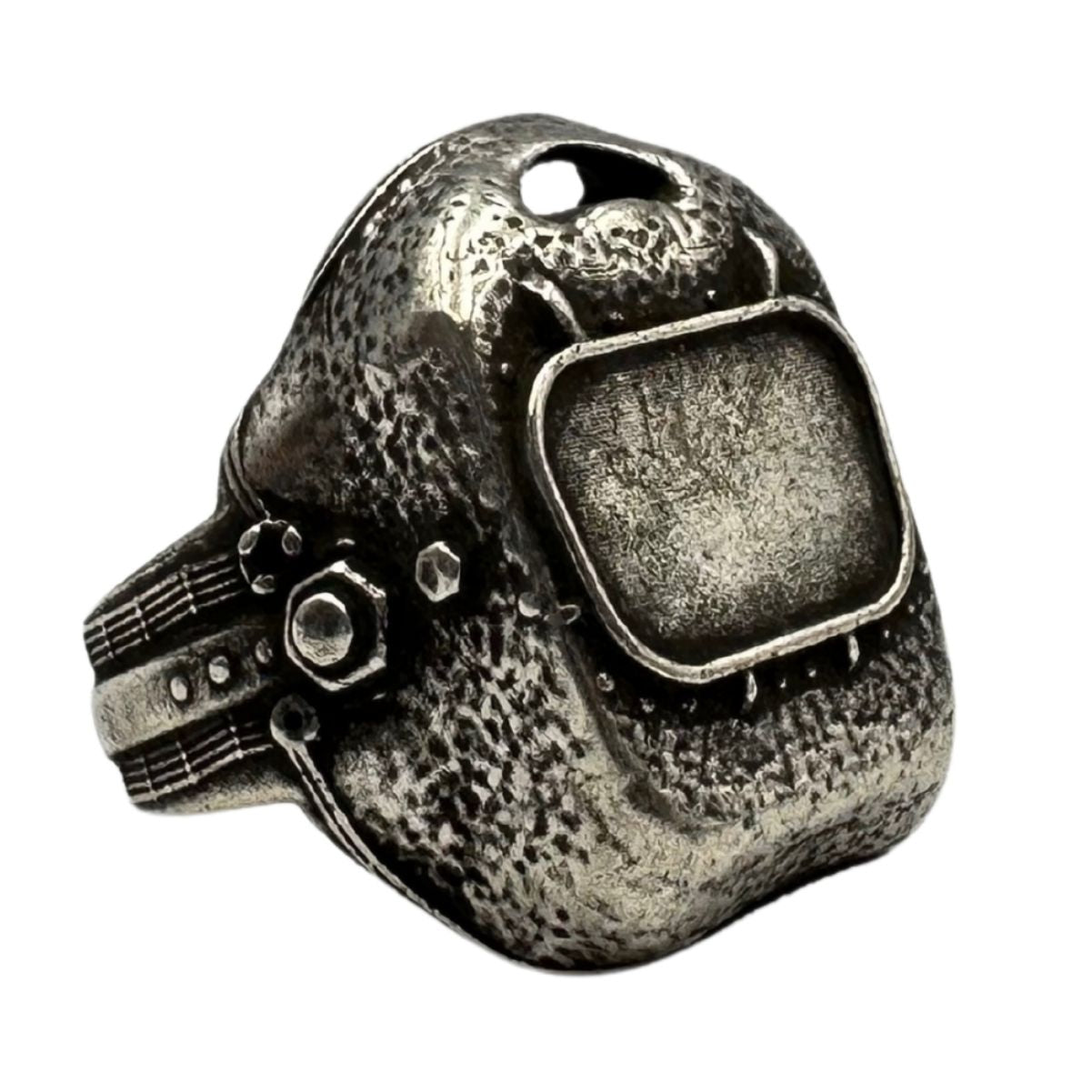 Масивний перстень Маска Зварювальника 16 мм Посріблення