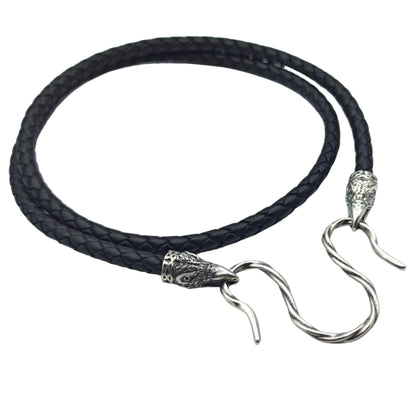 Шкіряне намисто Хугінн та Мунінн з застібками 45 см Срібло 925