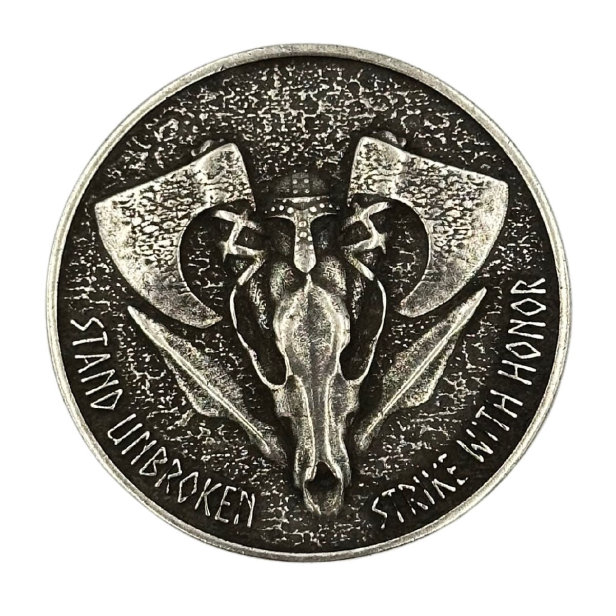 Коїн Вовчий Череп з руною Тіваз Посріблення