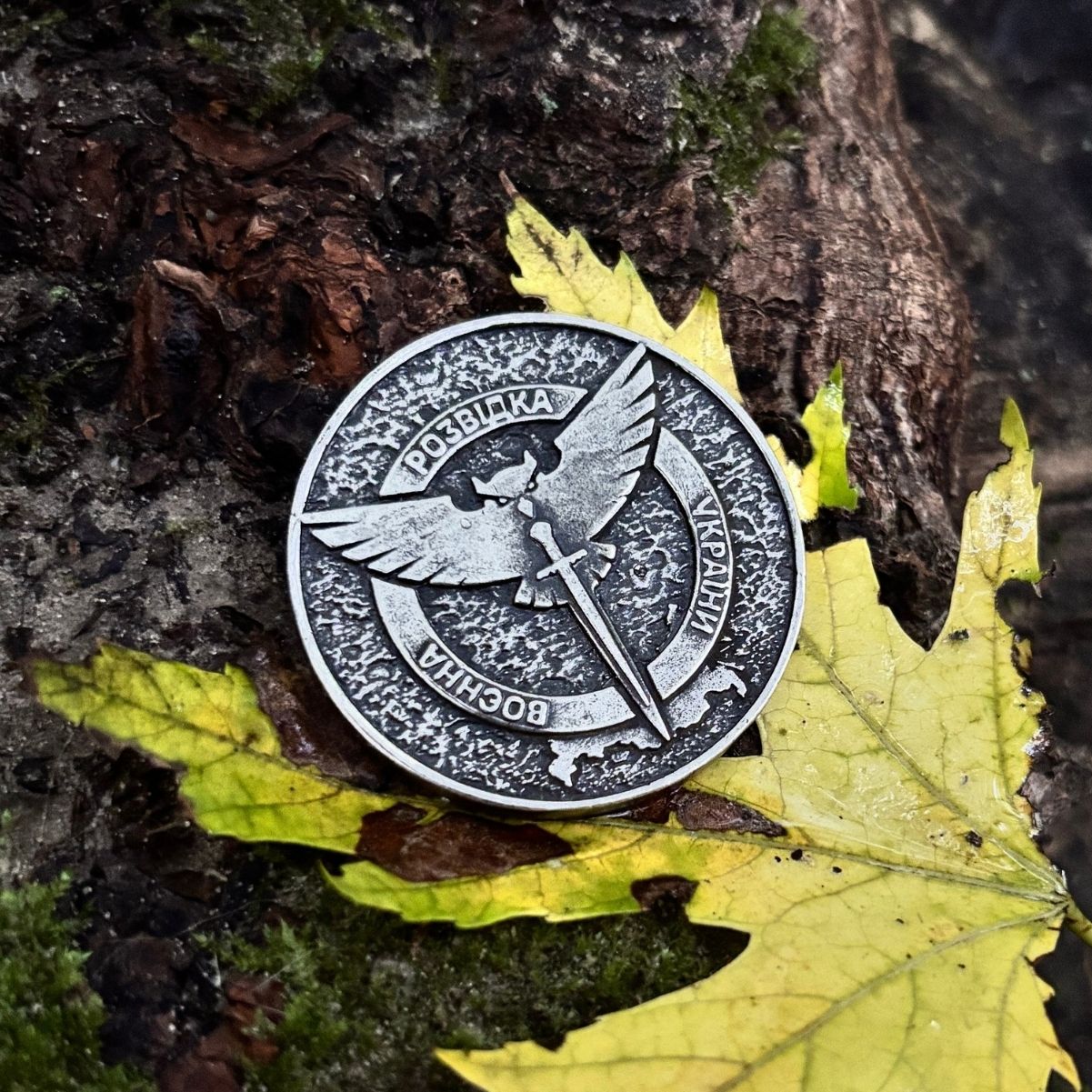 Бронзовий коїн з емблемою Воєнна Розвідка України