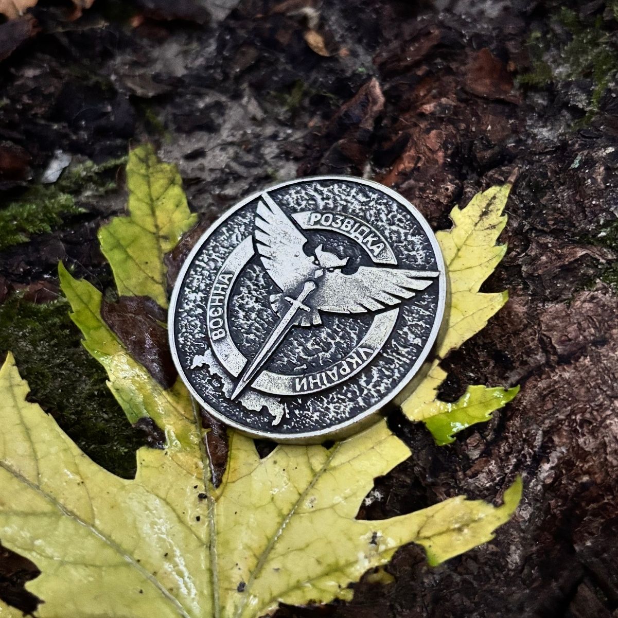 Бронзовий коїн з емблемою Воєнна Розвідка України