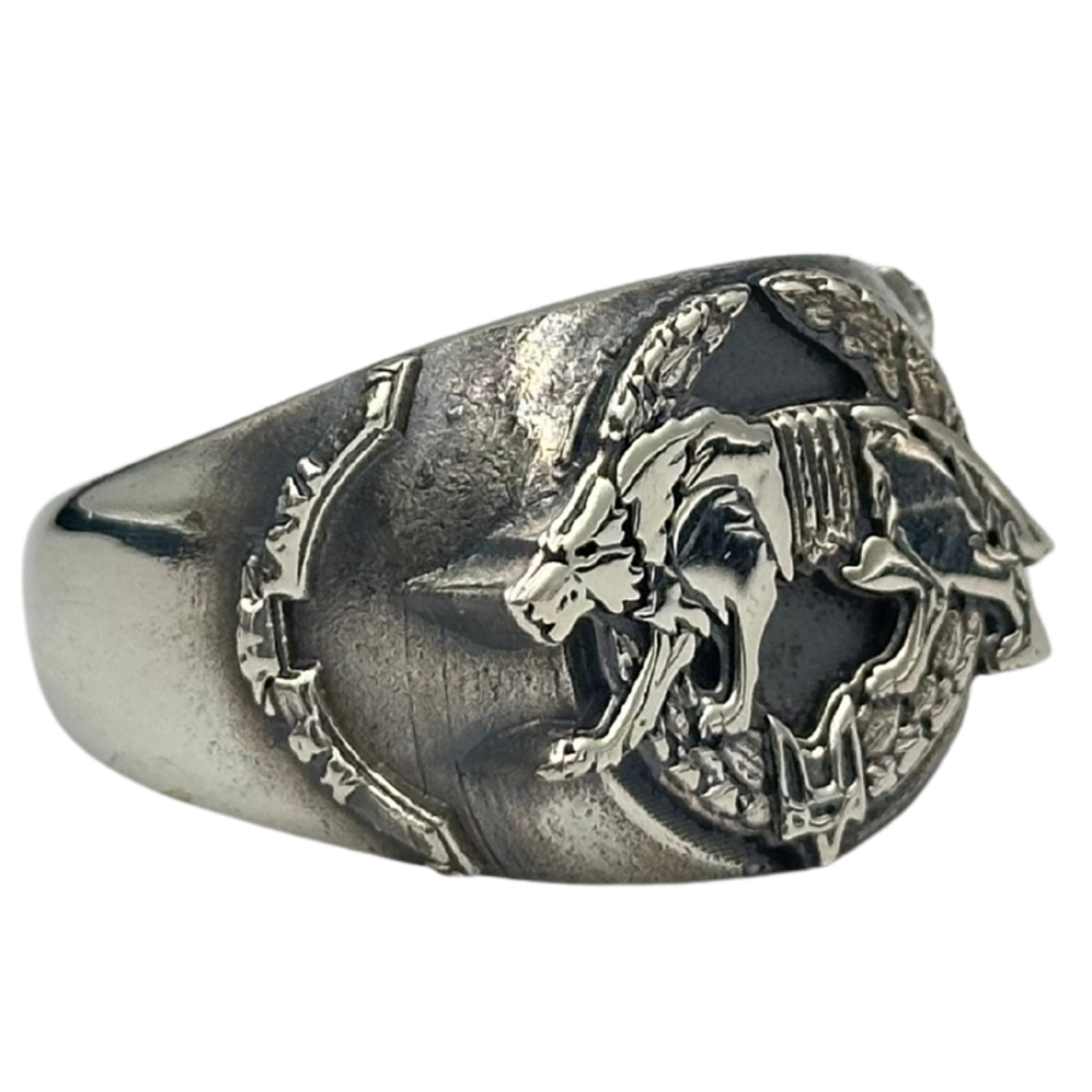 Український армійський перстень з вовком ССО 16 мм Срібло 925