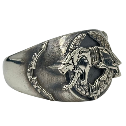 Український армійський перстень з вовком ССО 16 мм Срібло 925