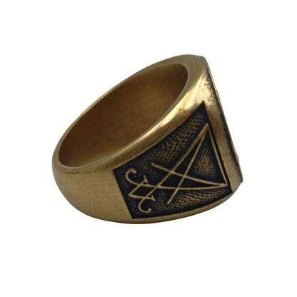 Перстень з сигілою Бафомета з бронзи   