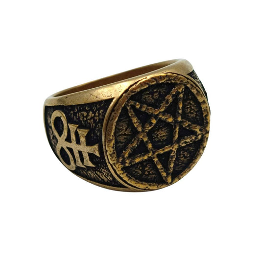 "Сатанинська пентаграма" перстень з бронзи 16 мм Бронза 